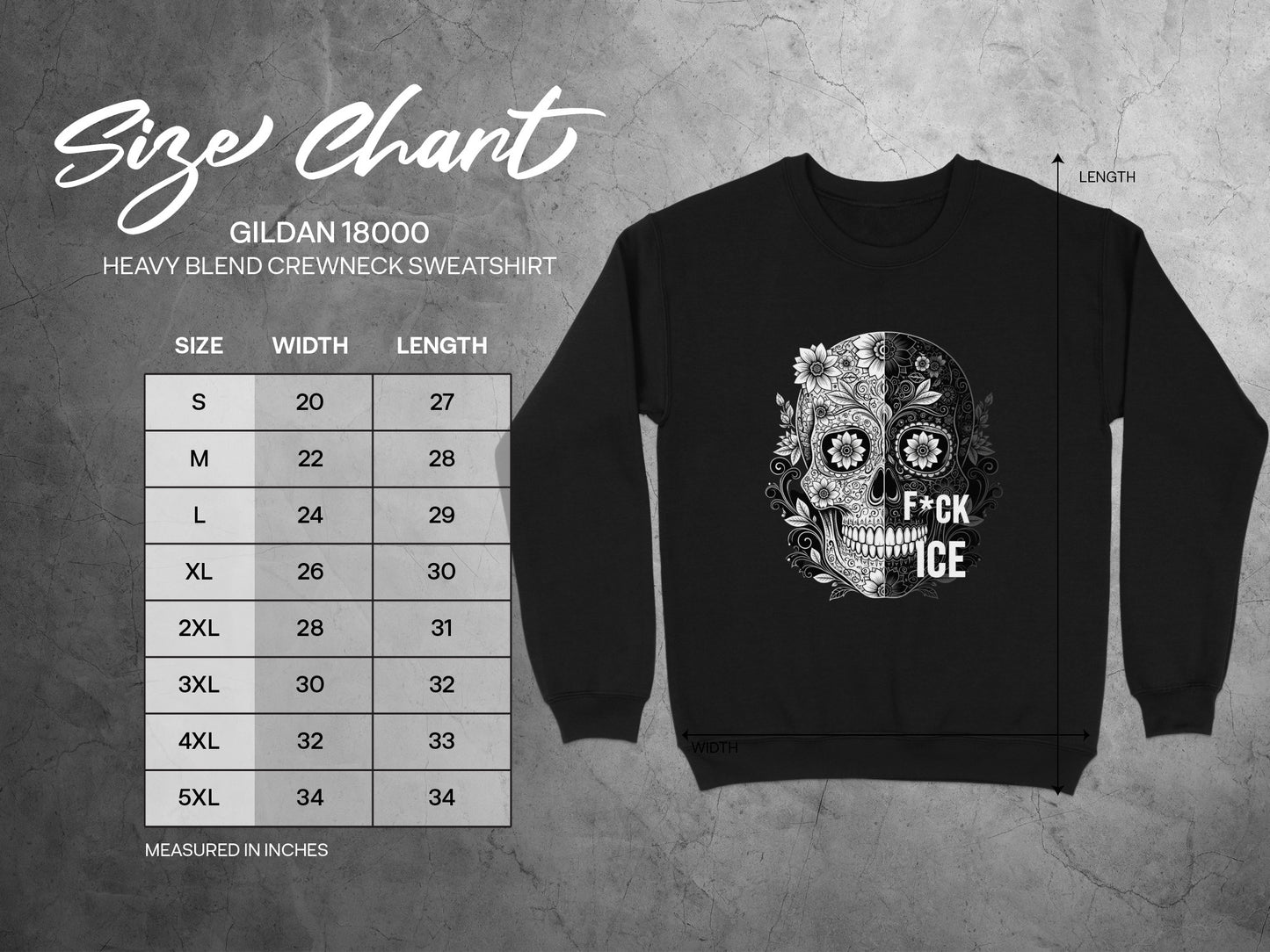 Skull Floral Design Black Crewneck Sweatshirt product type