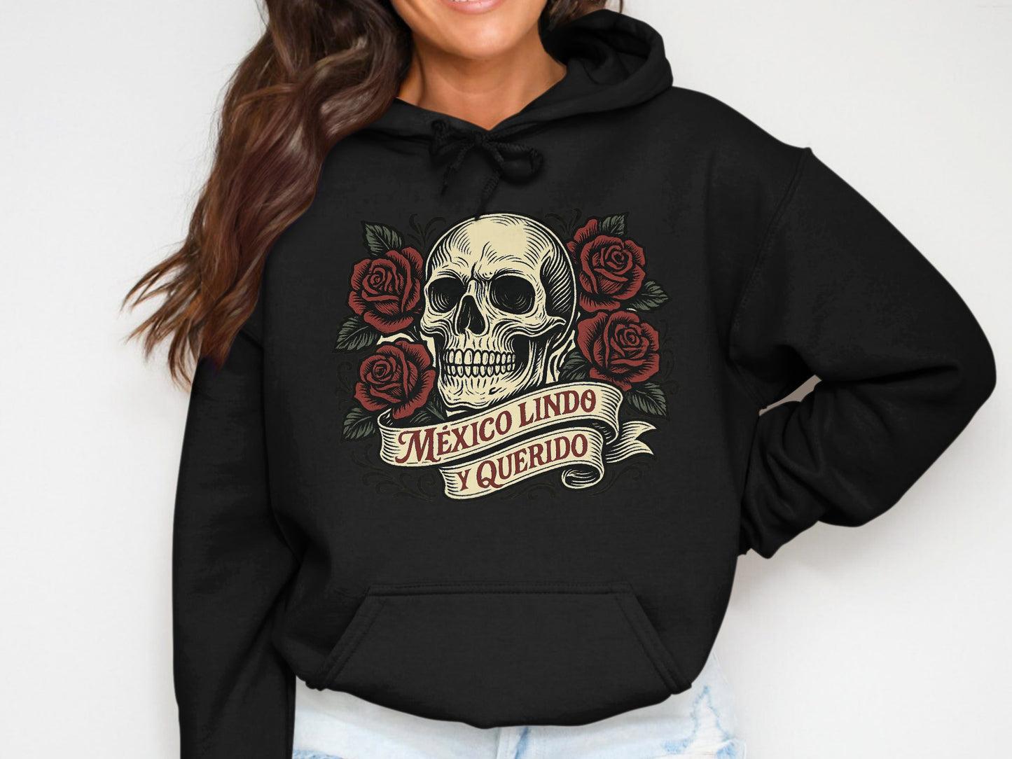 México Lindo y Querido Skull Roses Hoodie product type