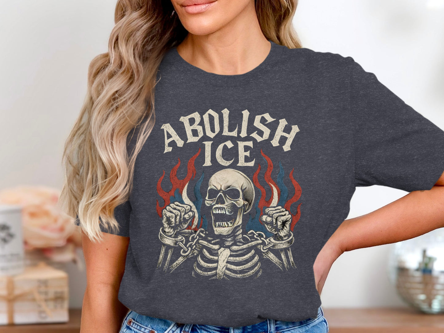 Abolish Ice Skull Skeleton Chains Graphic T-Shirt product