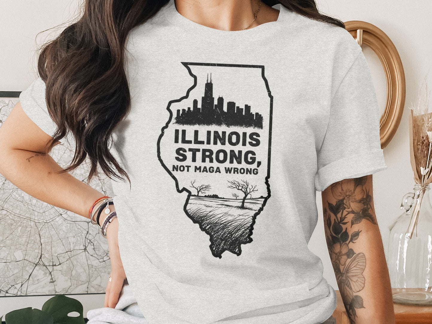 Illinois Strong Not MAGA Wrong Graphic T-shirt product
