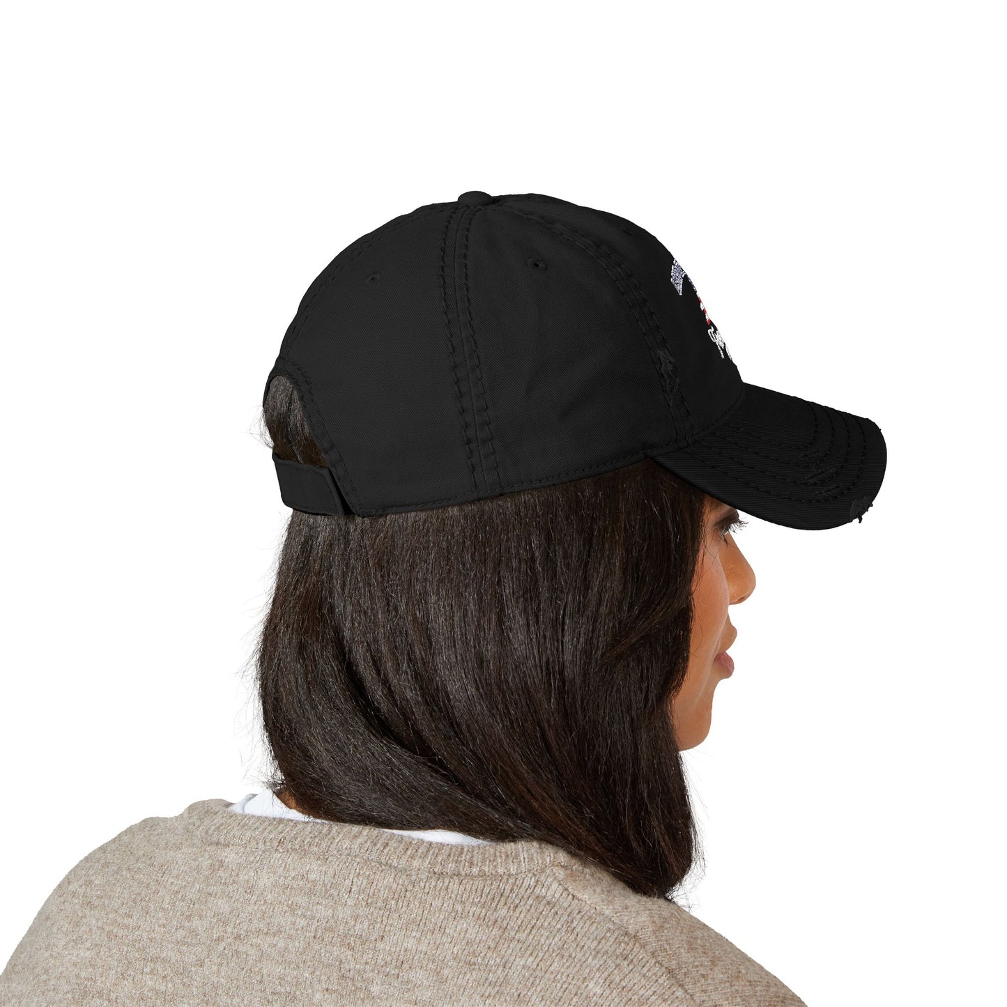 4th of July Hat Distressed Cat Dad Hat with Embroidery | Casual Fashion, Gifts for Cat Lovers, Outdoor Style, Father's Day, Everyday Wear