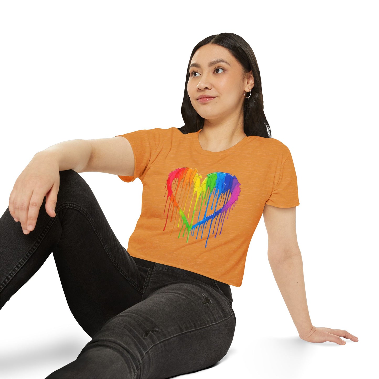 Pride corp top Rainbow Heart Women’s Festival Crop Top - Vibrant and Fun Summer Wear