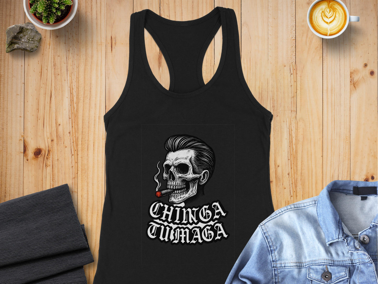 Chinga Tumaga Skull Design Graphic Black Tank Top product