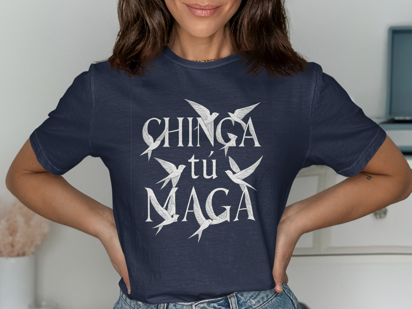 CHINGA TU MAGA Graphic Bird Print Short Sleeve product type