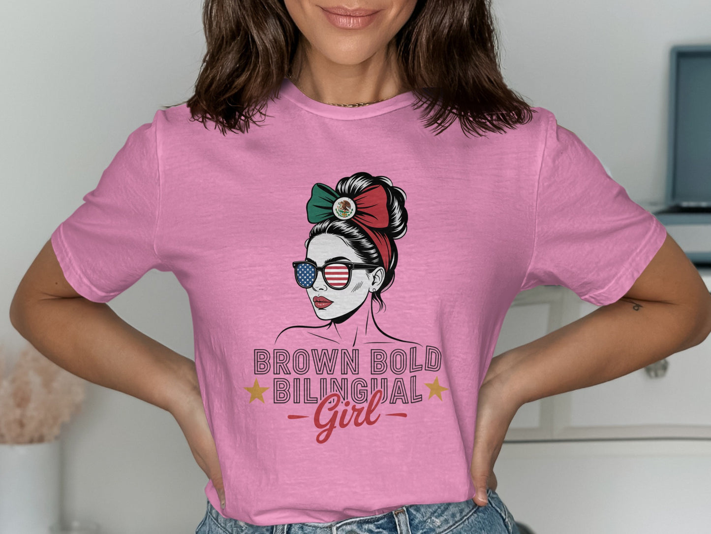 Brown Bold Bilingual Girl Graphic Short Sleeve product type