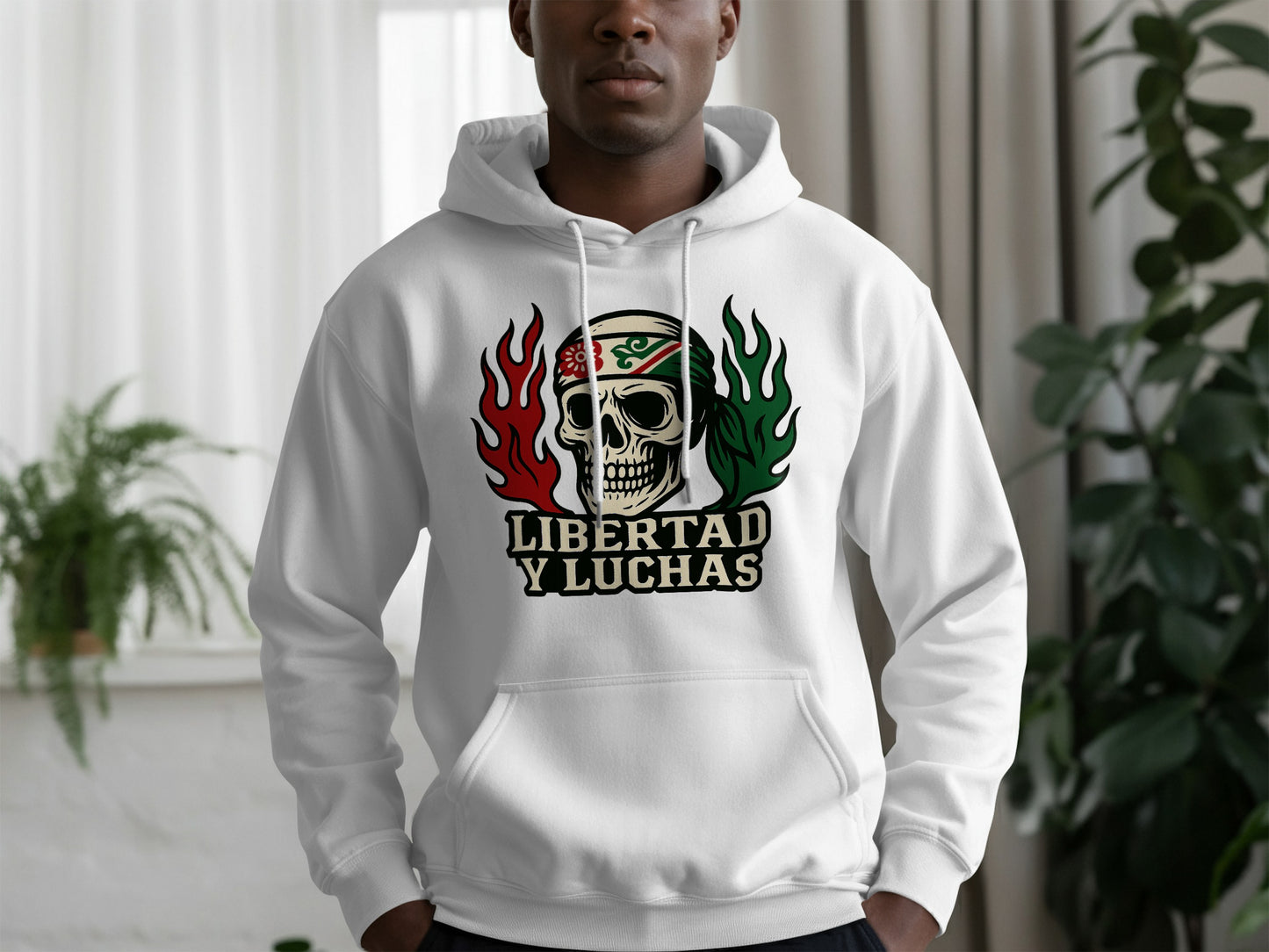 Libertad y Luchas Skull Flame Graphic Hooded Sweatshirt product