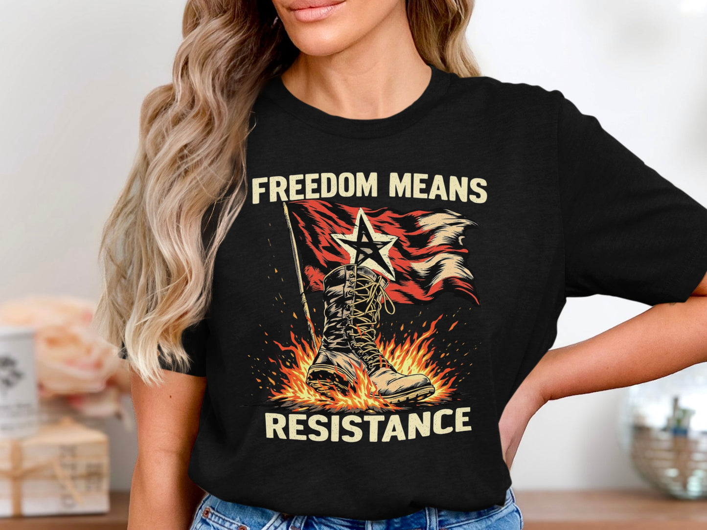 Freedom Means Resistance Patriotic Graphic Tee