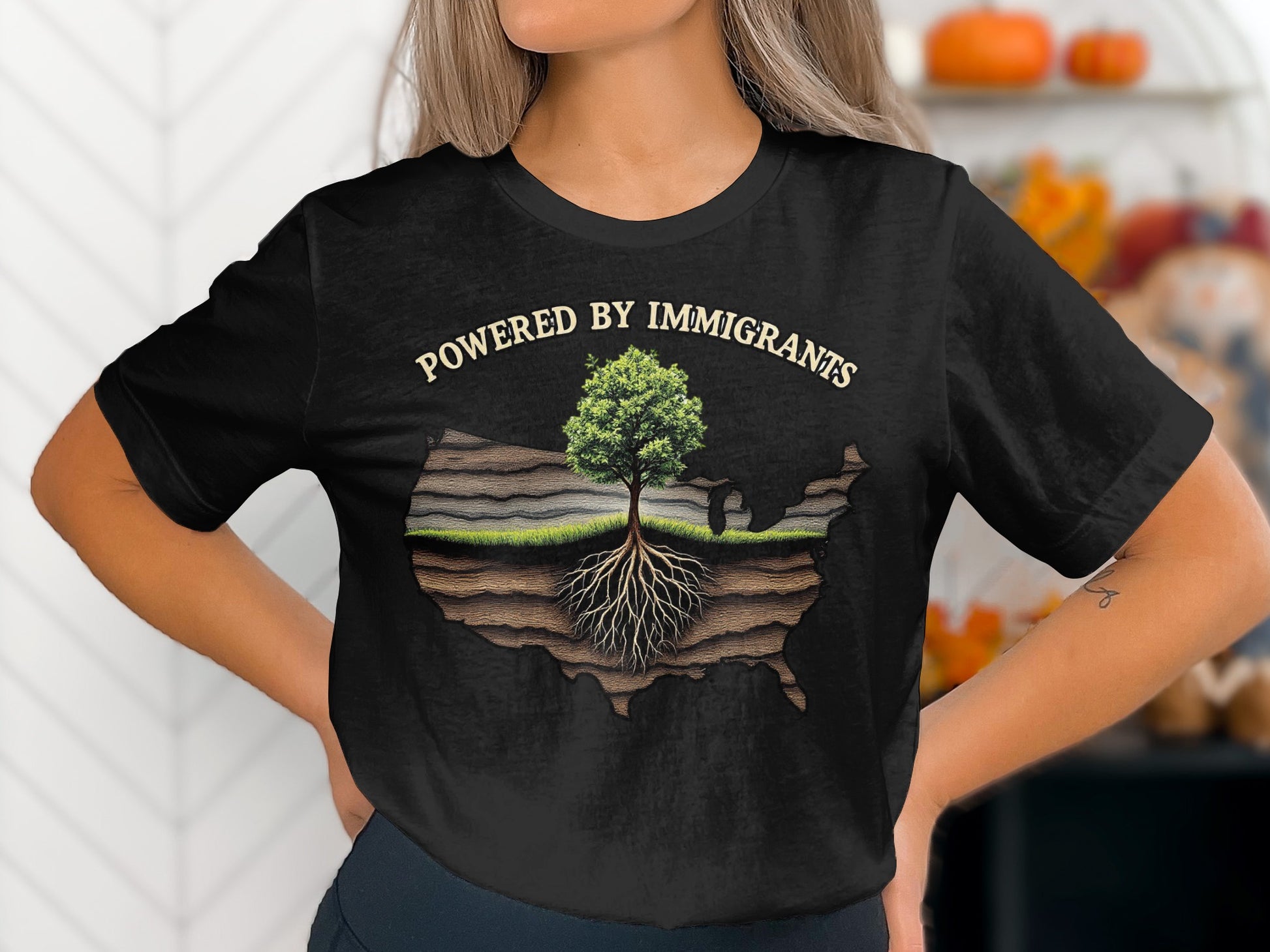 Powered By Immigrants Tree Map Graphic T-Shirt product type