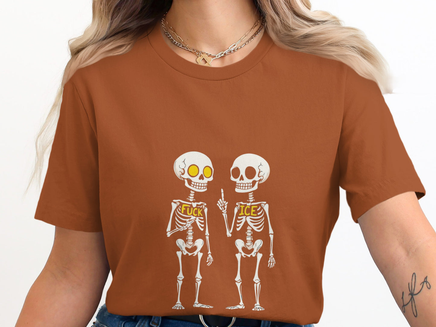 Skeleton Middle Finger Graphic Tee Shirt product