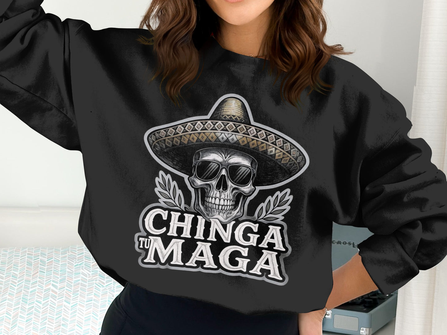 Chinga Tu Maga Skull Design Sweatshirt product type