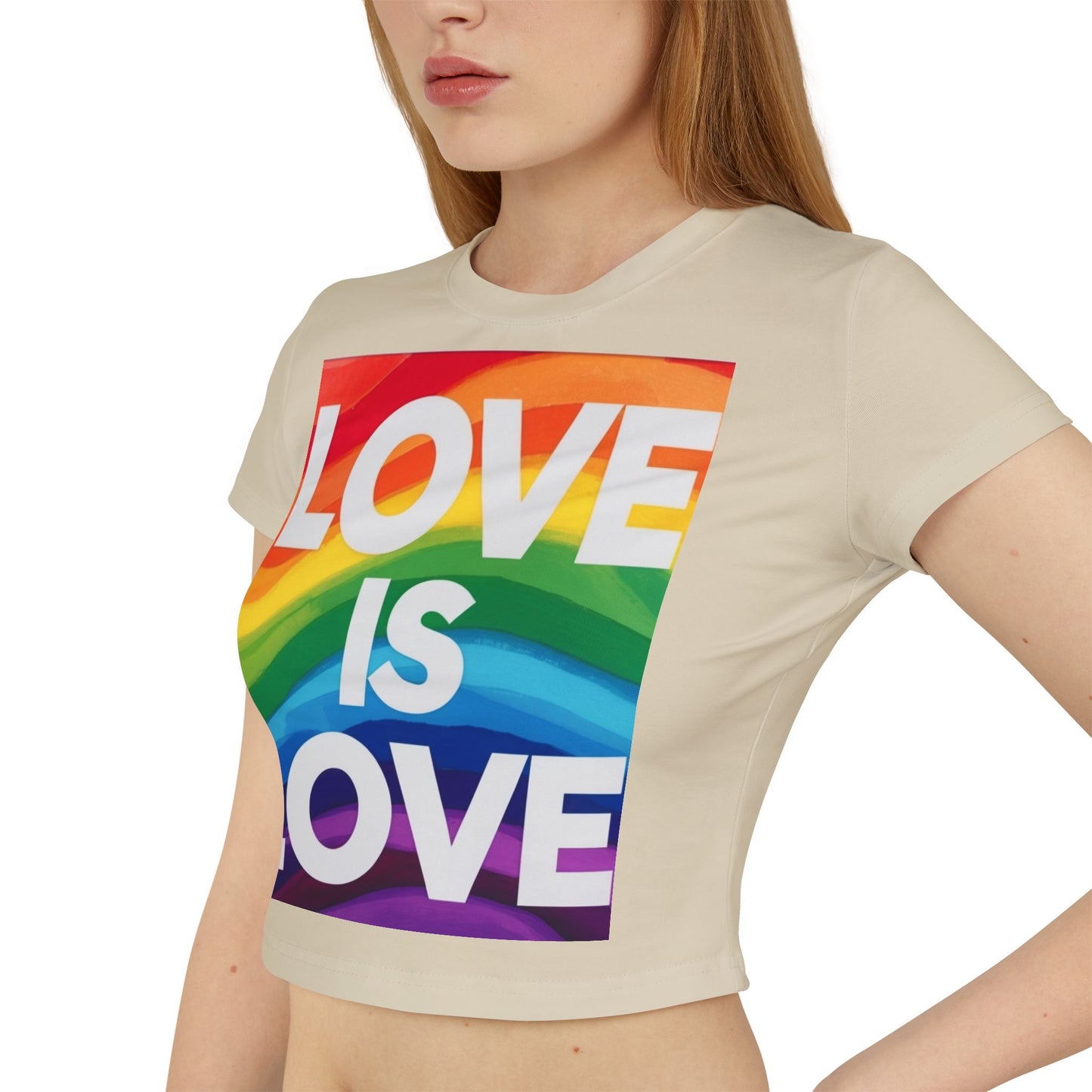 pride baby tee Women's Baby Tee - Love is Love Rainbow Pride T-Shirt
