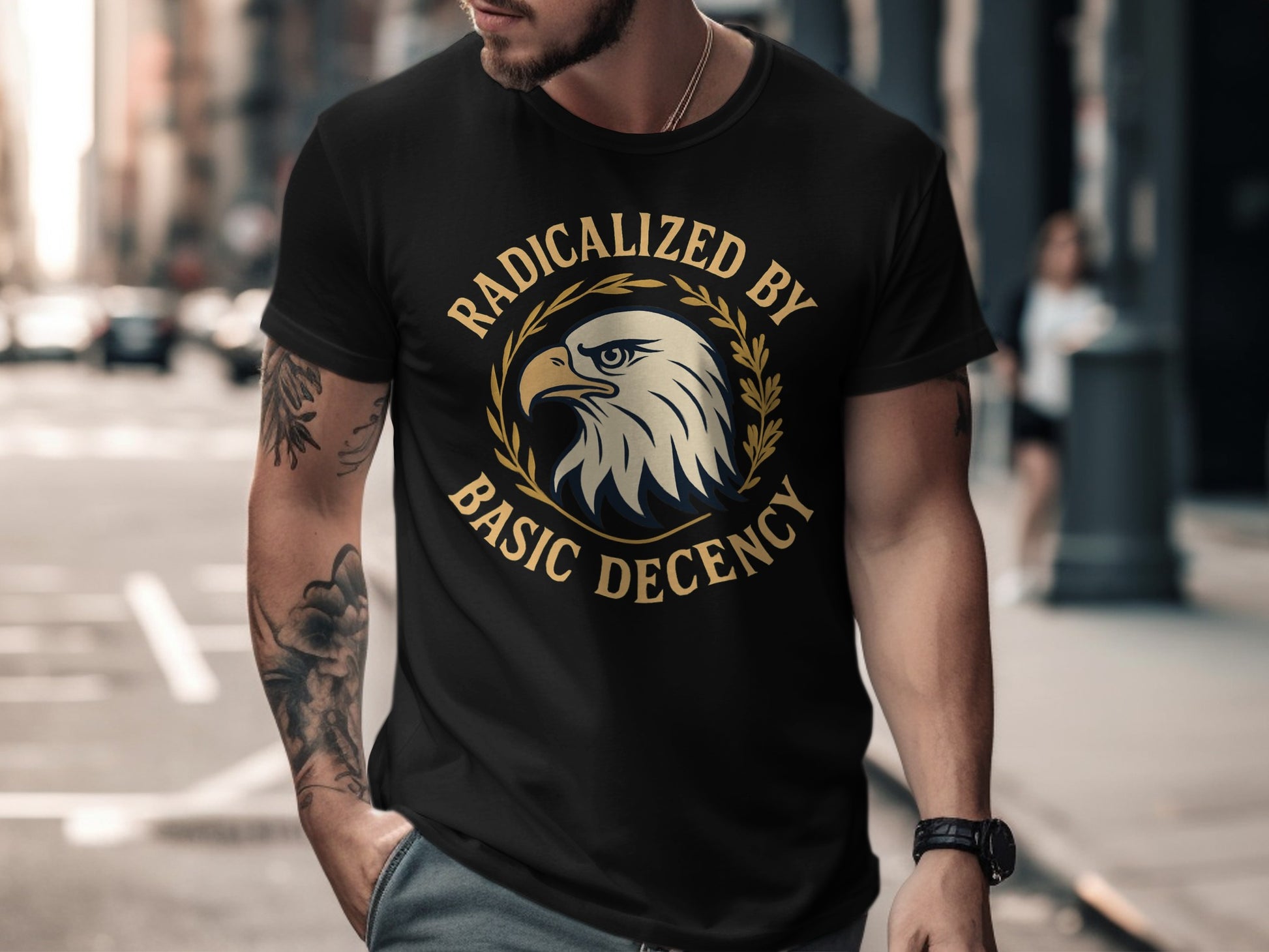 Radicalized by Basic Decency Eagle Graphic Shirt Product
