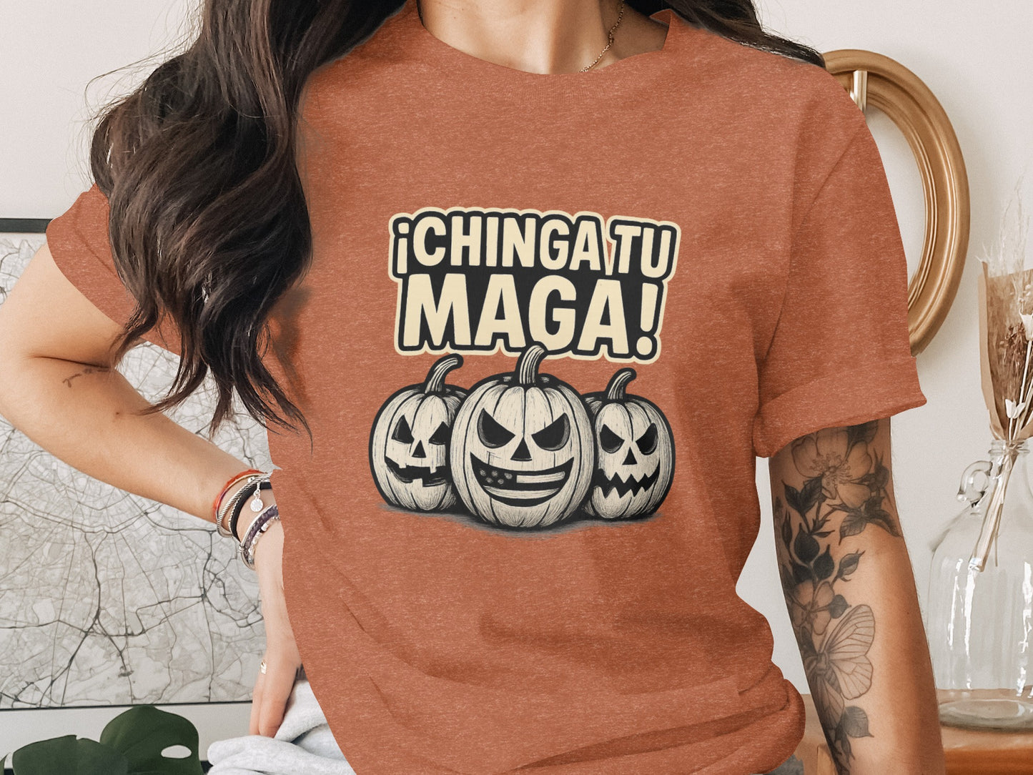 ¡Chinga tu Maga Pumpkins Graphic Tee Shirt product type