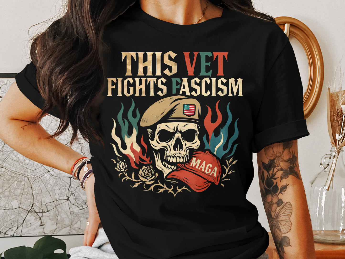 This Vet Fights Fascism Graphic Tee Shirt product