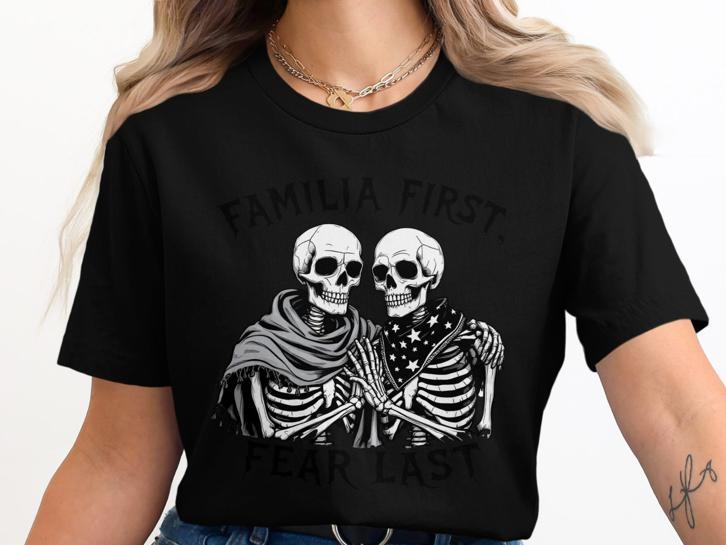 Familia First Fear Last Skeleton Print T-Shirt product type