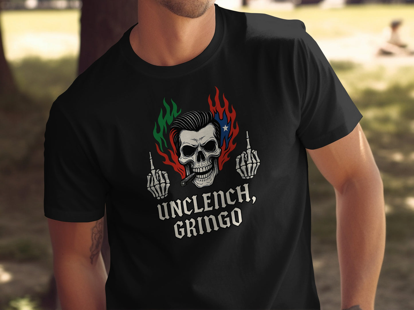 Unclench Gringo T-shirt with Skull Design product