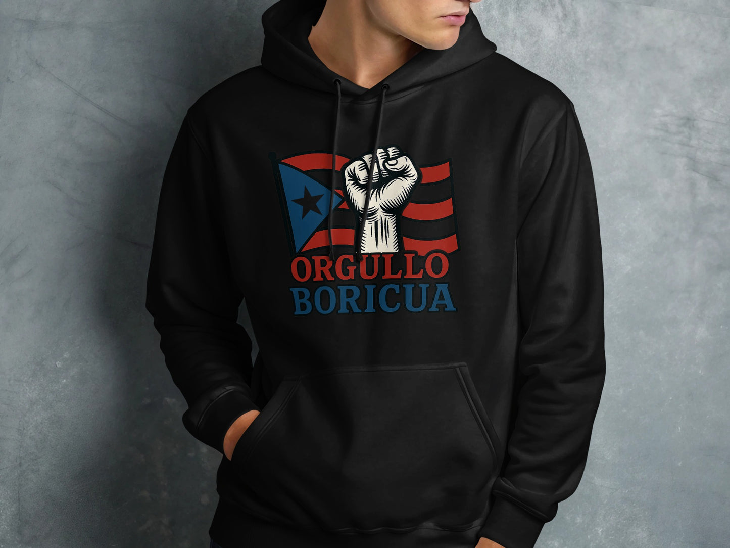Orgullo Boricua Flag and Fist Graphic Hoodie product