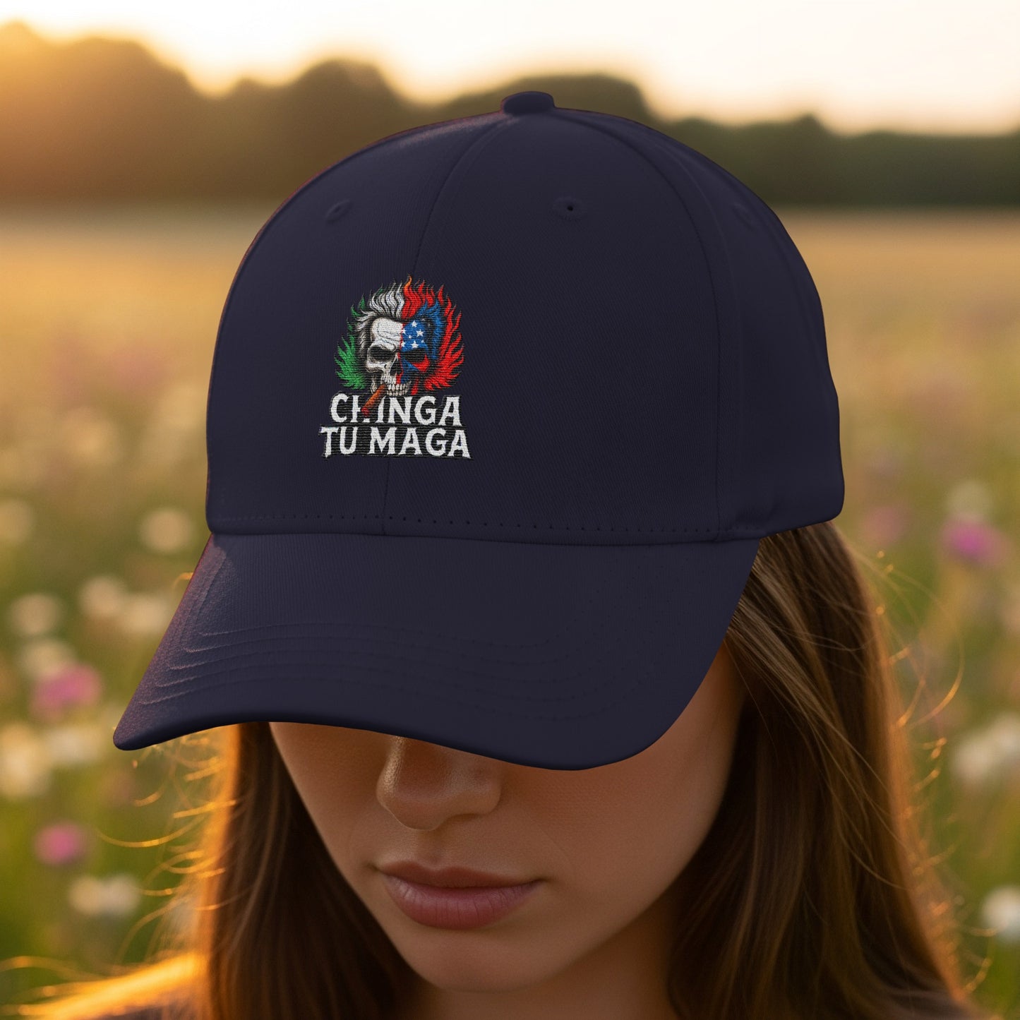 Chinga Tu Maga Embroidered Navy Baseball Cap product