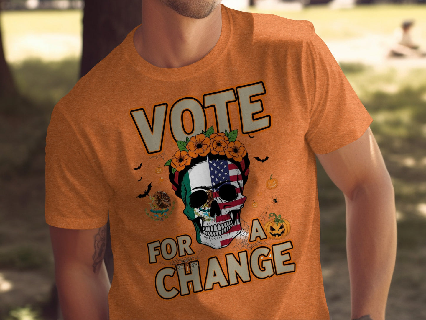 Vote For A Change Halloween Skull T-shirt product type