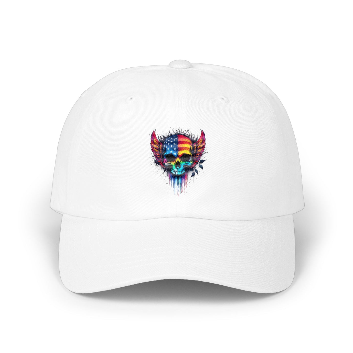 Patriotic Skull with Wings Graphic White Hat product