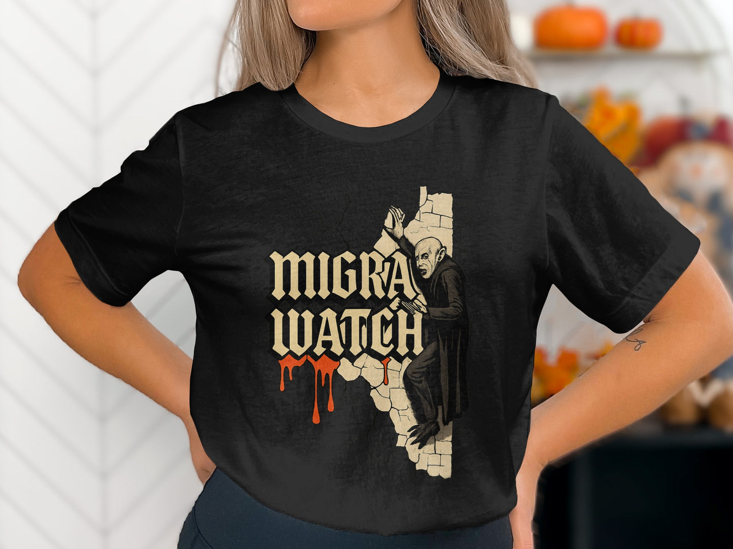 Vampiric Horror Theme Stylish Migra Watch T-Shirt Product