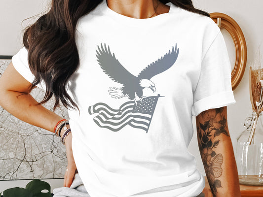 Bold Eagle with American Flag Design T-Shirt product