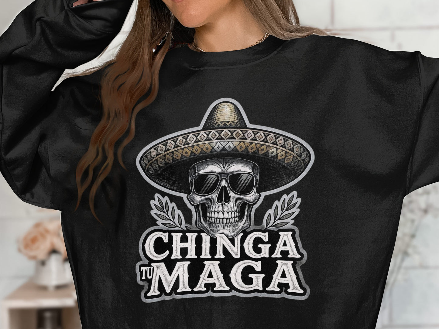 Chinga Tu Maga Skull Graphic Sweatshirt product