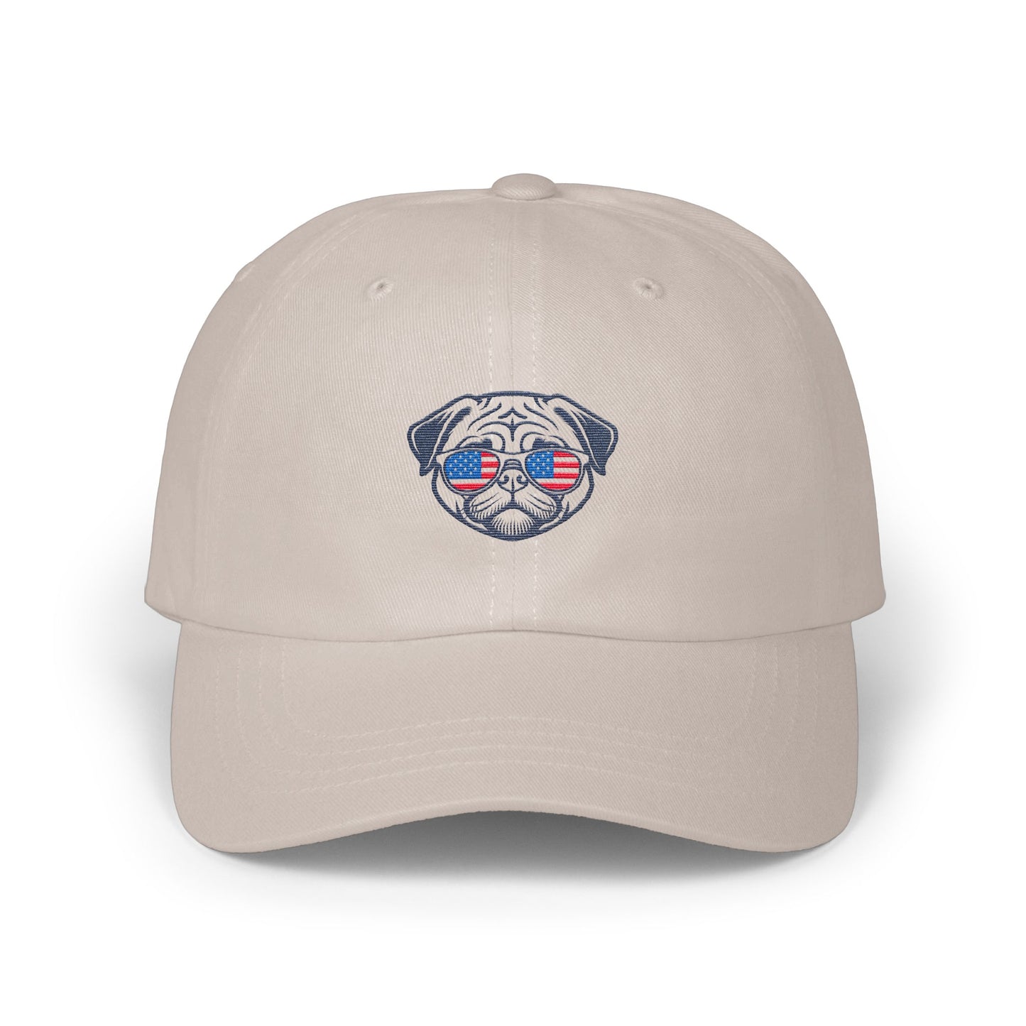 Patriotic Pug Wearing Sunglasses Embroidered Hat product