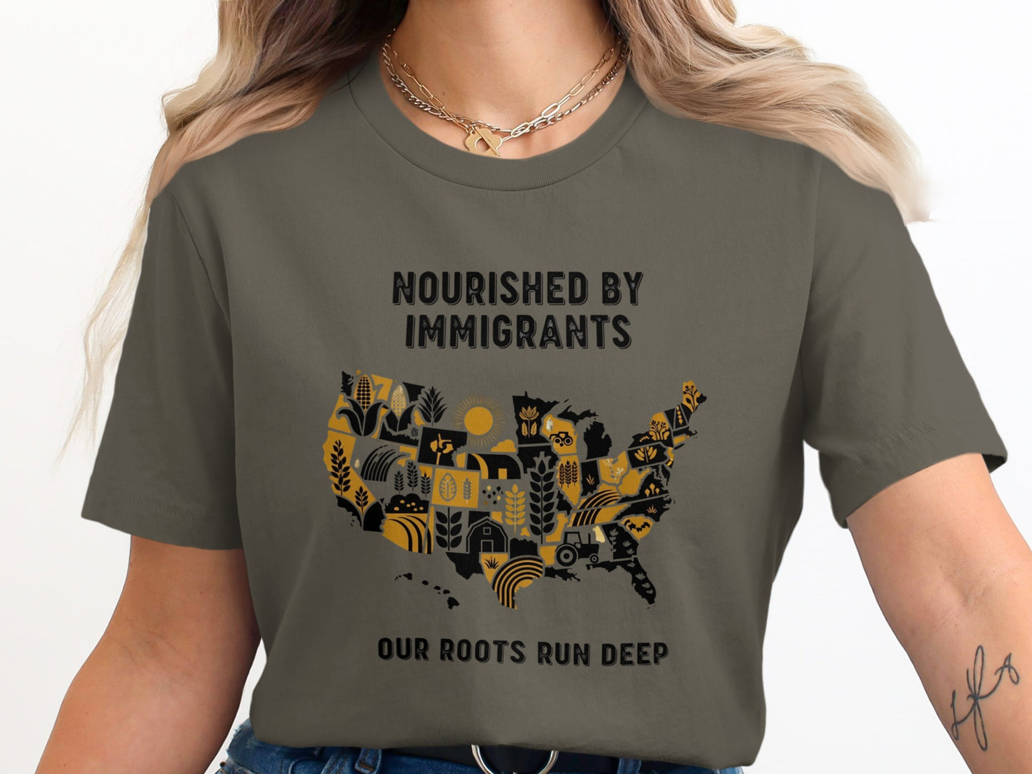 Nourished by Immigrants Our Roots Run Deep T-shirt product