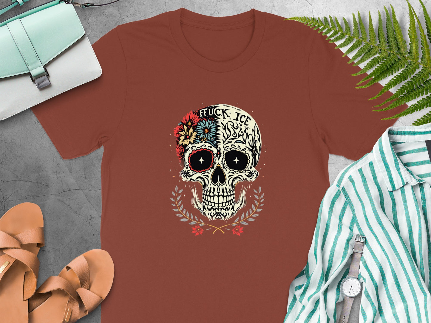 Colorful Floral Skull Graphic Unisex Shirt product type