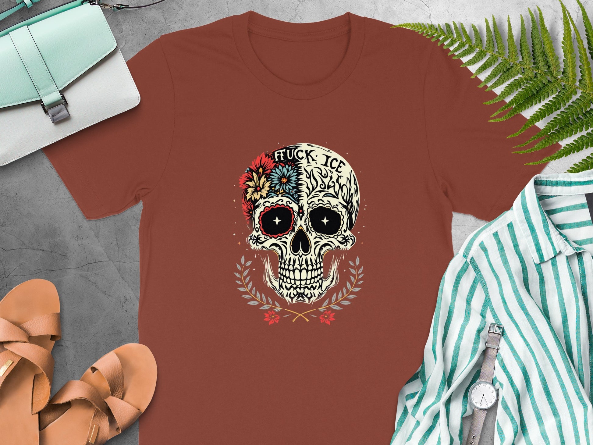 Colorful Floral Skull Graphic Unisex Shirt product type