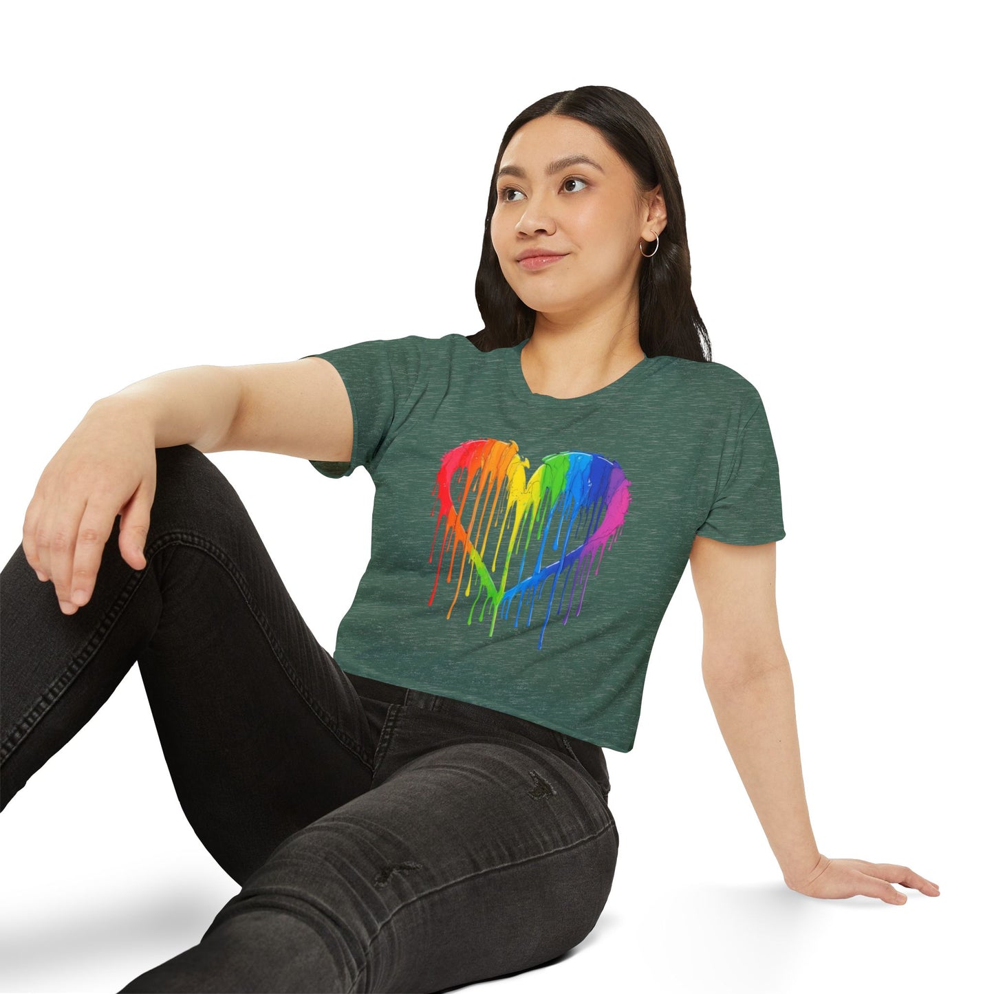 Pride corp top Rainbow Heart Women’s Festival Crop Top - Vibrant and Fun Summer Wear