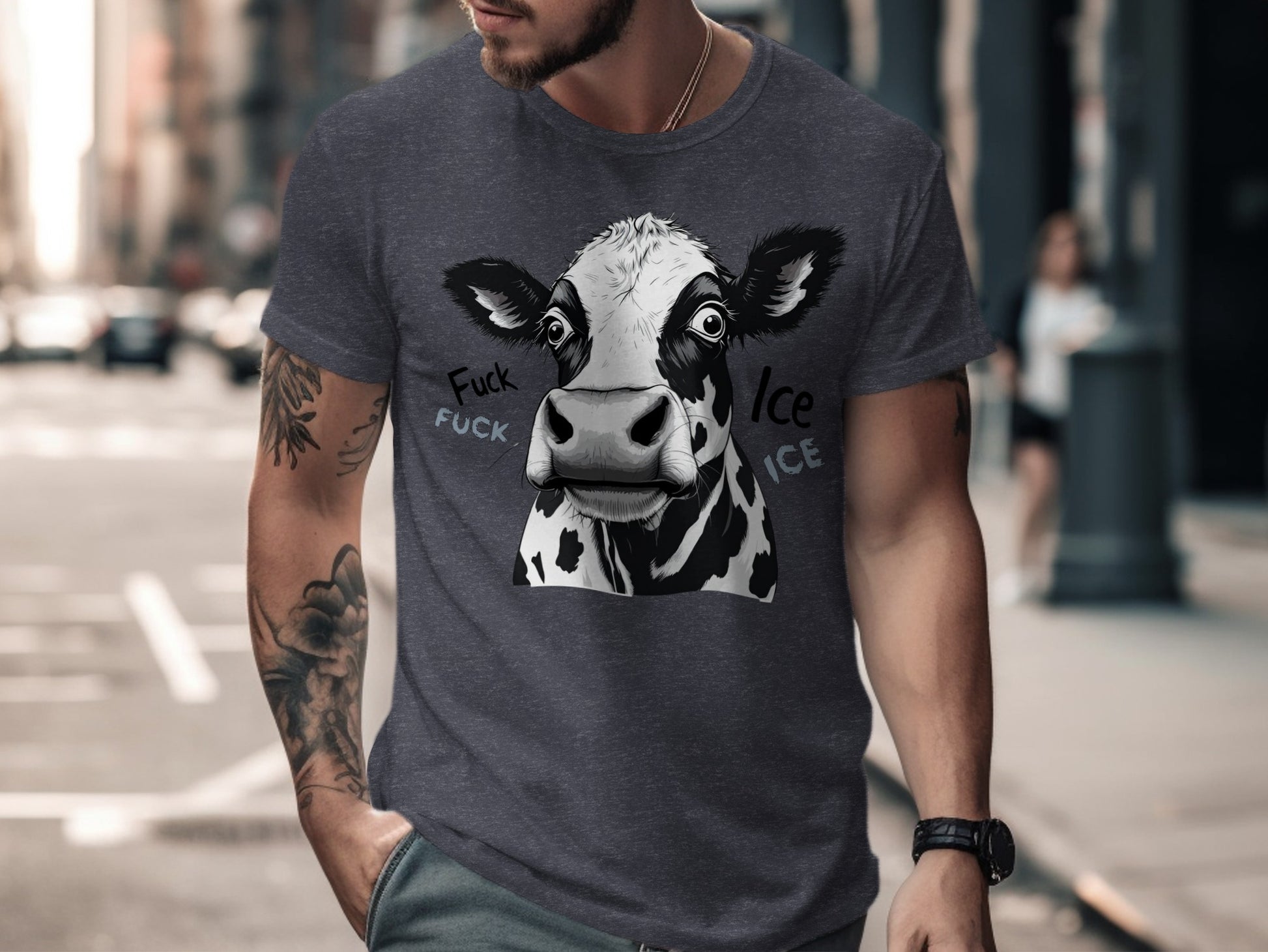 Casual T-shirt with Creative Cow Graphic Design product type