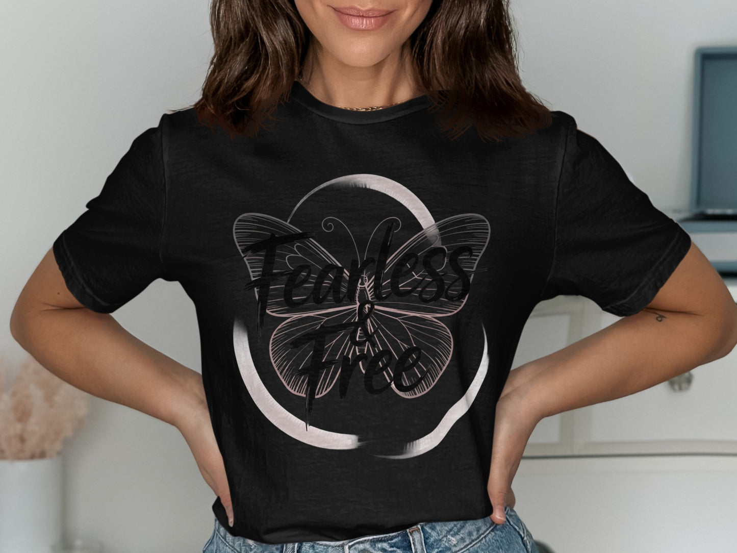 Fearless and Free Butterfly Graphic T-shirt product