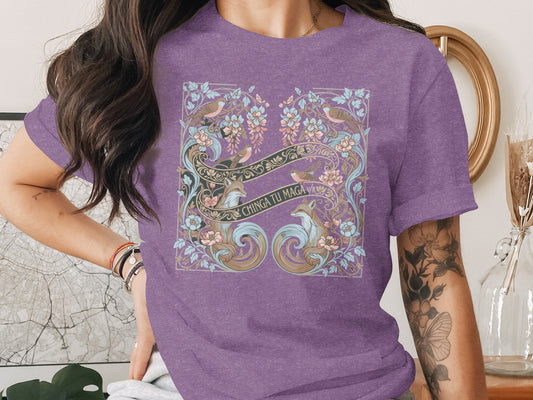 Enchanting Floral Art Purple Graphic T-Shirt