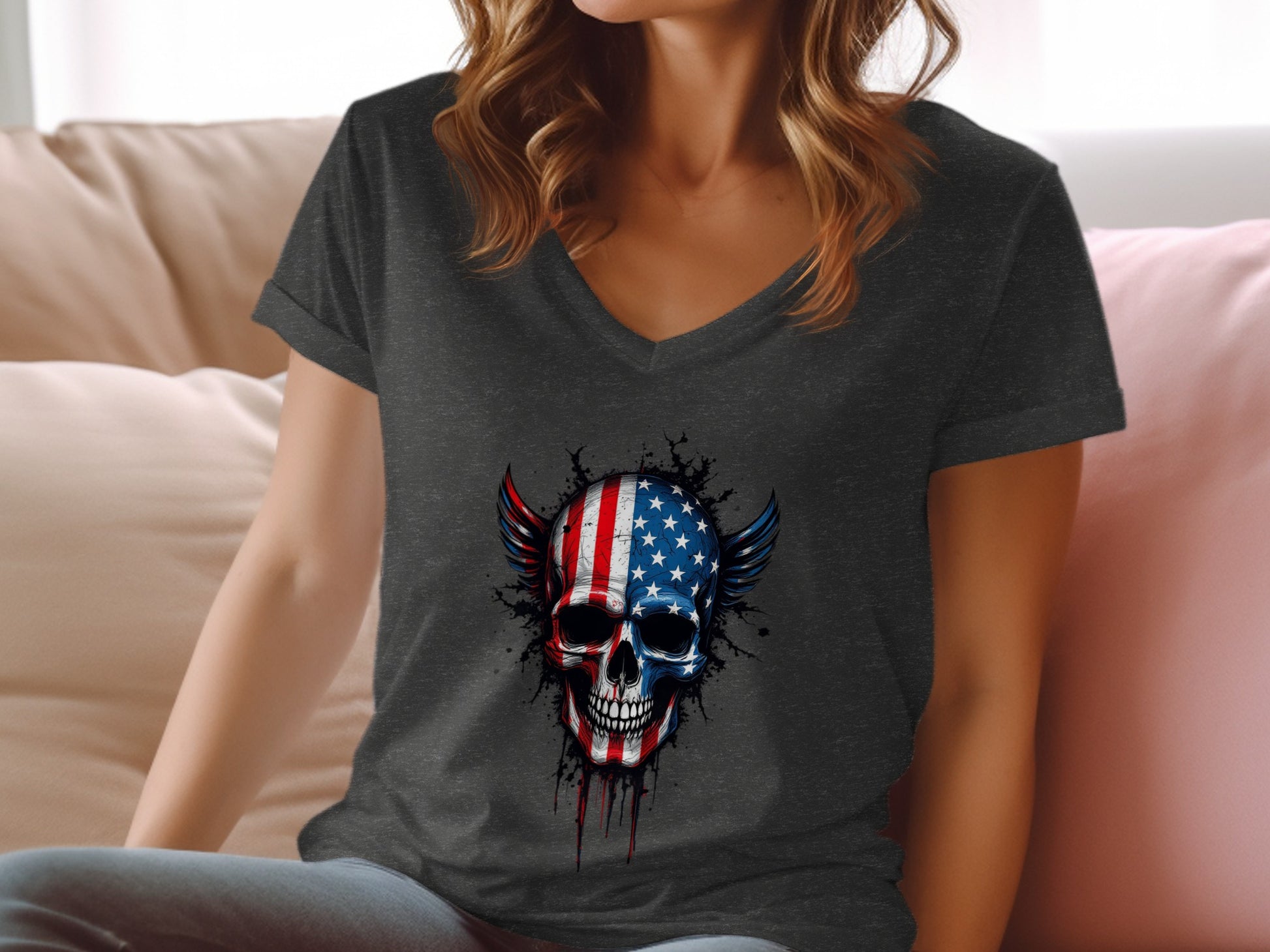 American Flag Skull Design Graphic Tee product