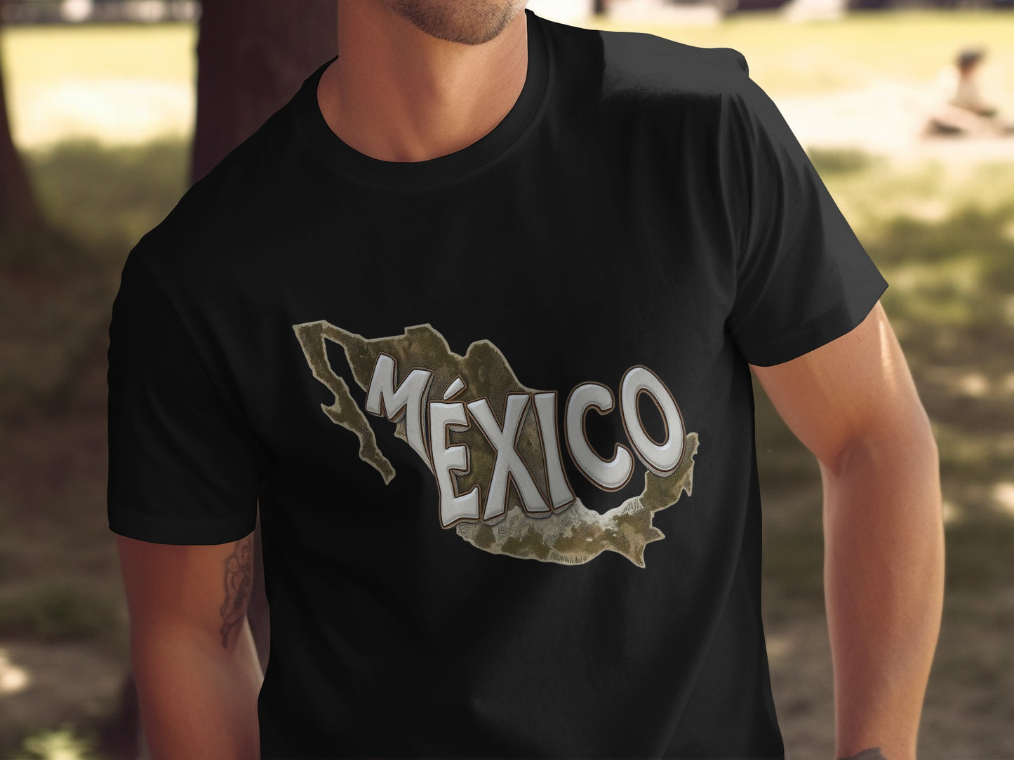 Stylish Mexico Map Design Black T-Shirt product