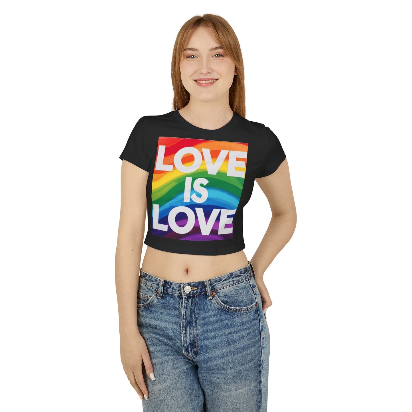 pride baby tee Women's Baby Tee - Love is Love Rainbow Pride T-Shirt