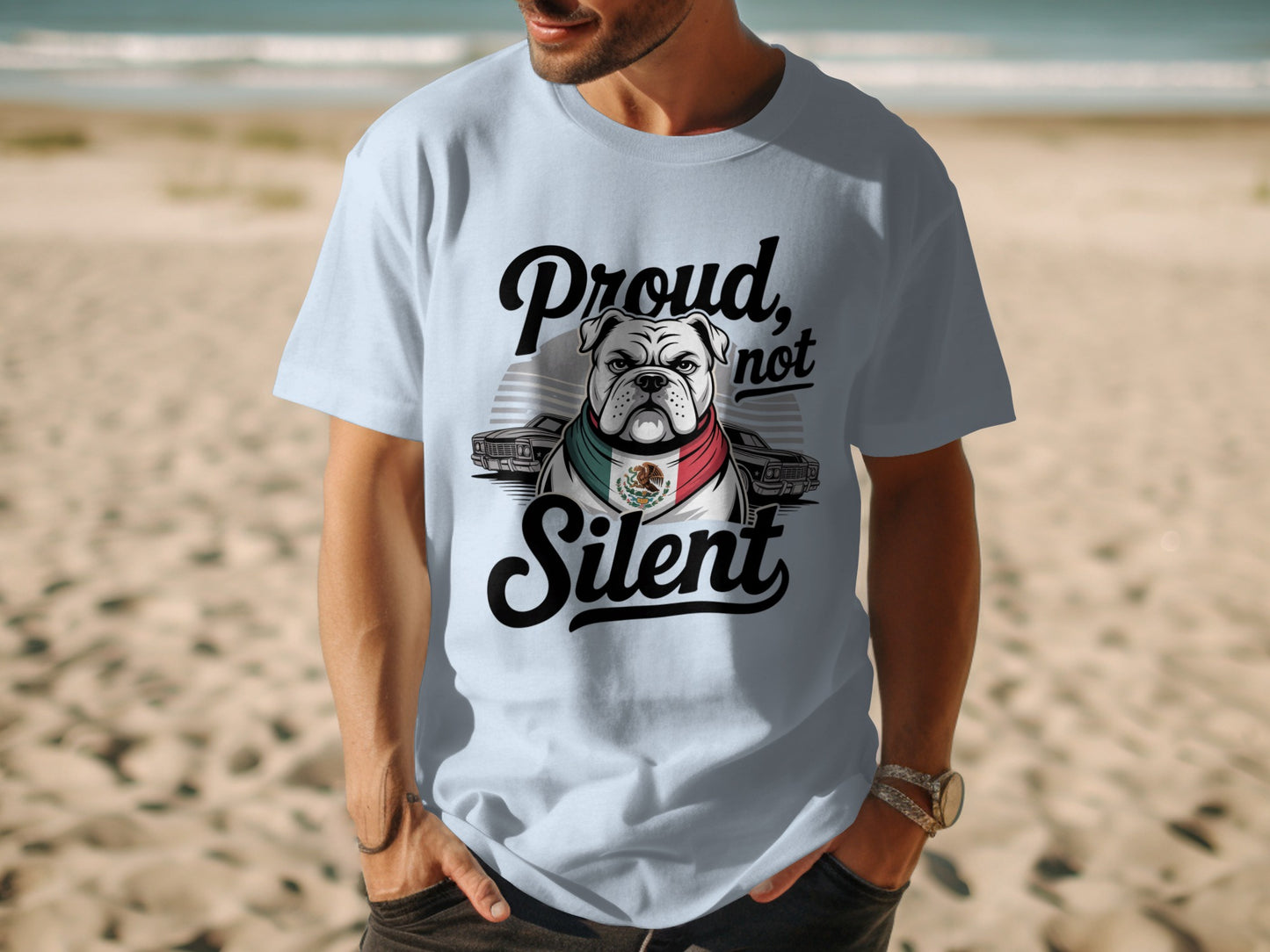 Proud Not Silent Bulldog with Car Graphic T-shirt product