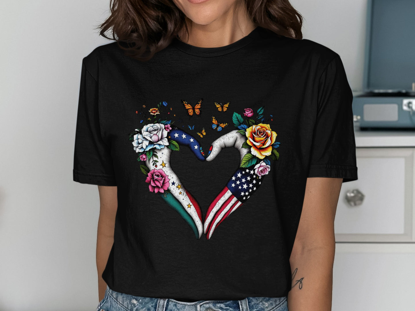 Patriotic Hearts and Flowers Graphic Tee product