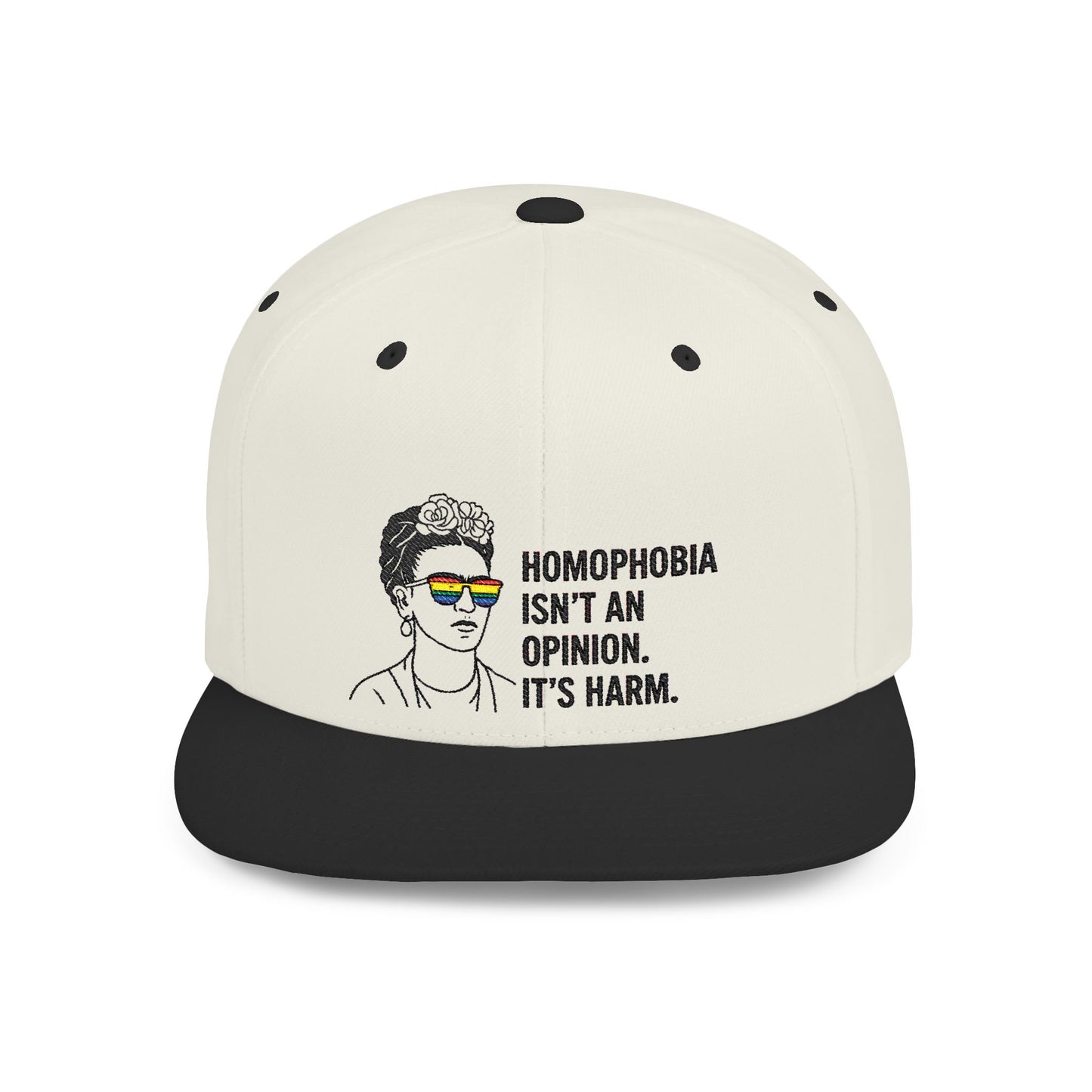 Frida Kahlo-Inspired Flat Bill Snapback Hat | LGBTQ+ Pride Apparel, Statement Cap, Fashion Accessory, Gift for Activists, Casual Wear