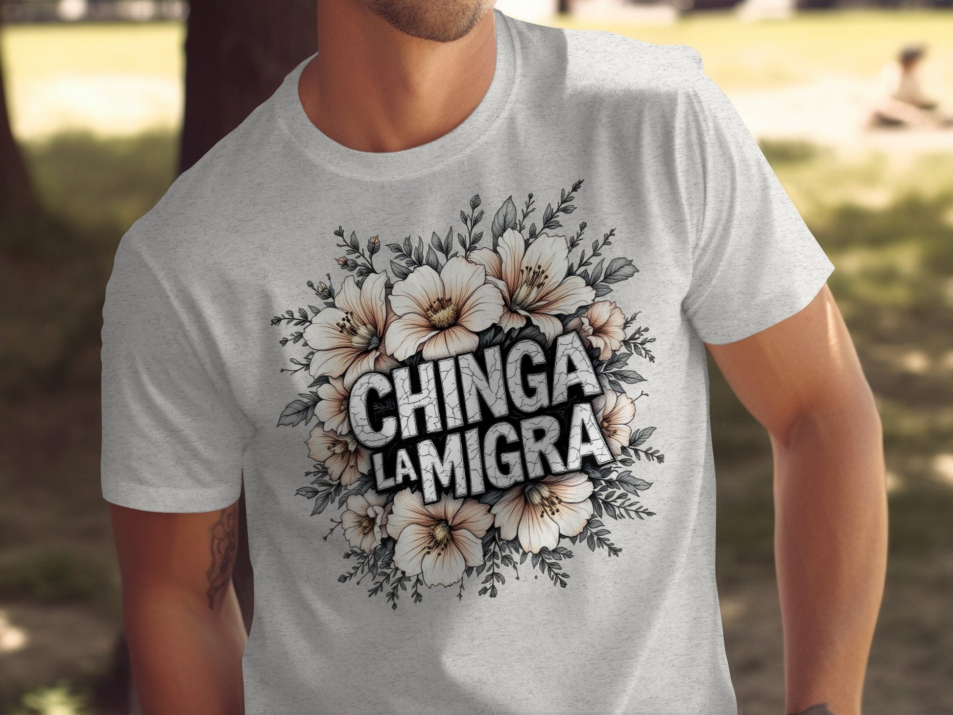 Chinga La Migra Floral Graphic Tee Shirt product type
