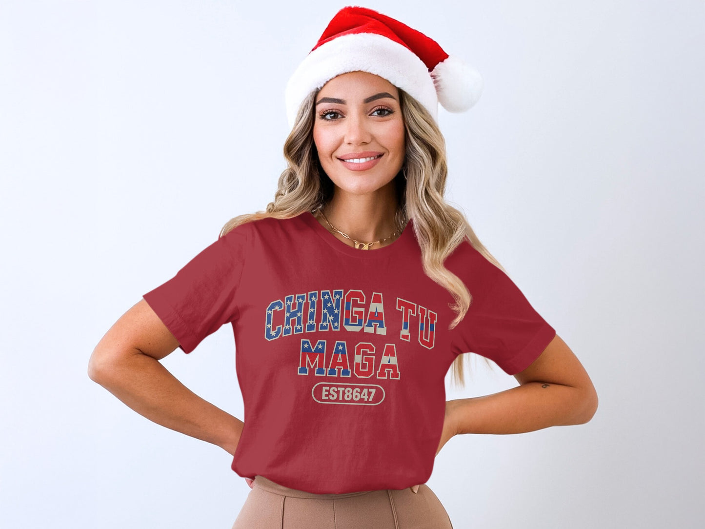 Chinga Tu Maga Est1847 Fun Graphic Red T-shirt