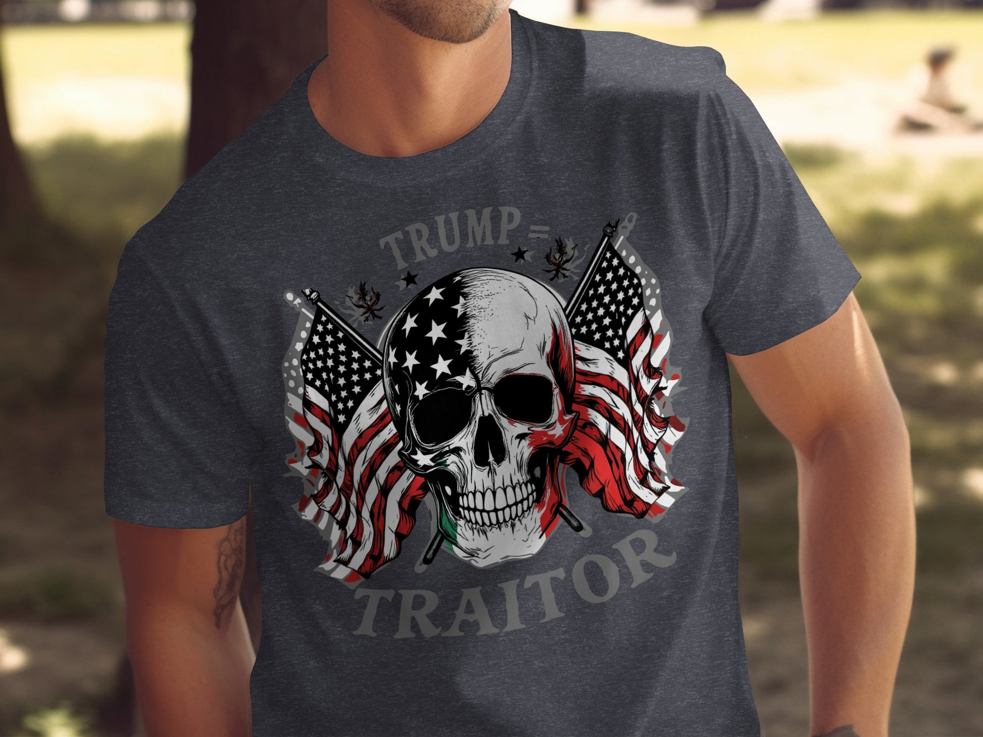 Trump Traitor Skull Design American Flag T-shirt product
