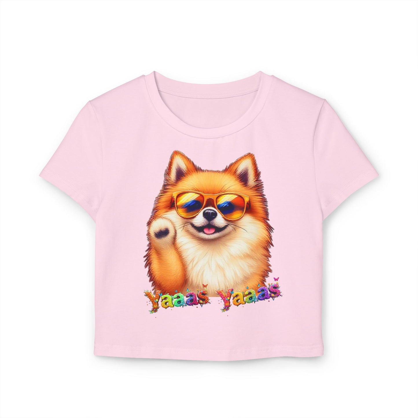 Trendy Women's Baby Tee - 'Yaas Yaas' Pomeranian Design