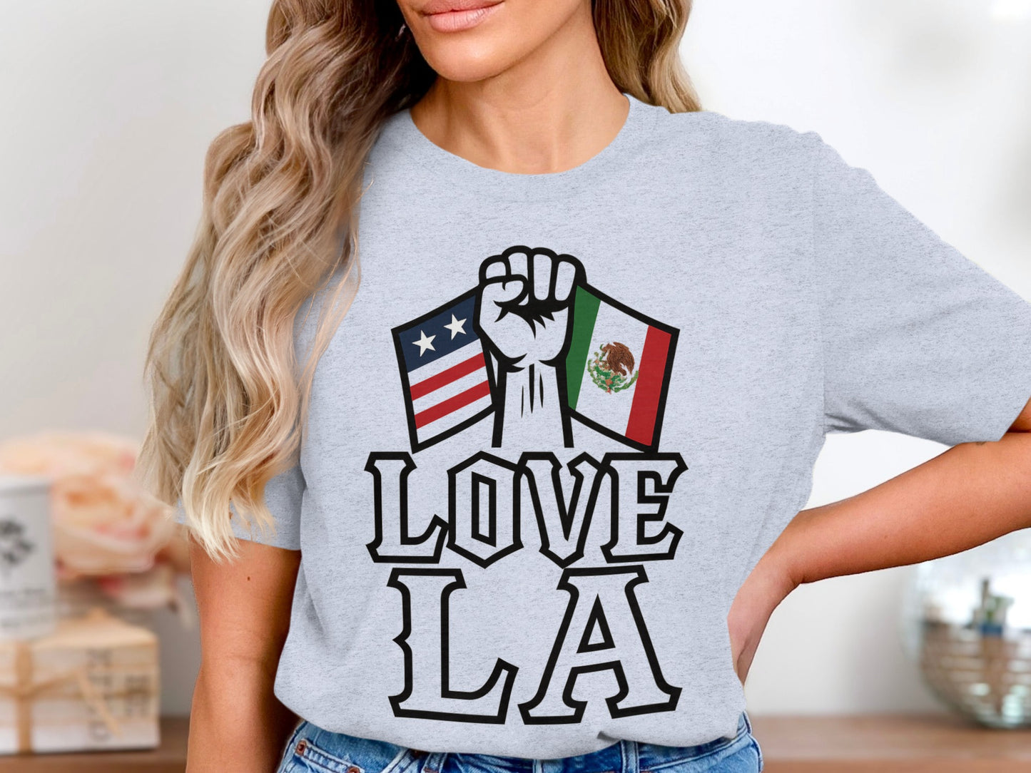 Love LA Graphic T-shirt with Flags design product type