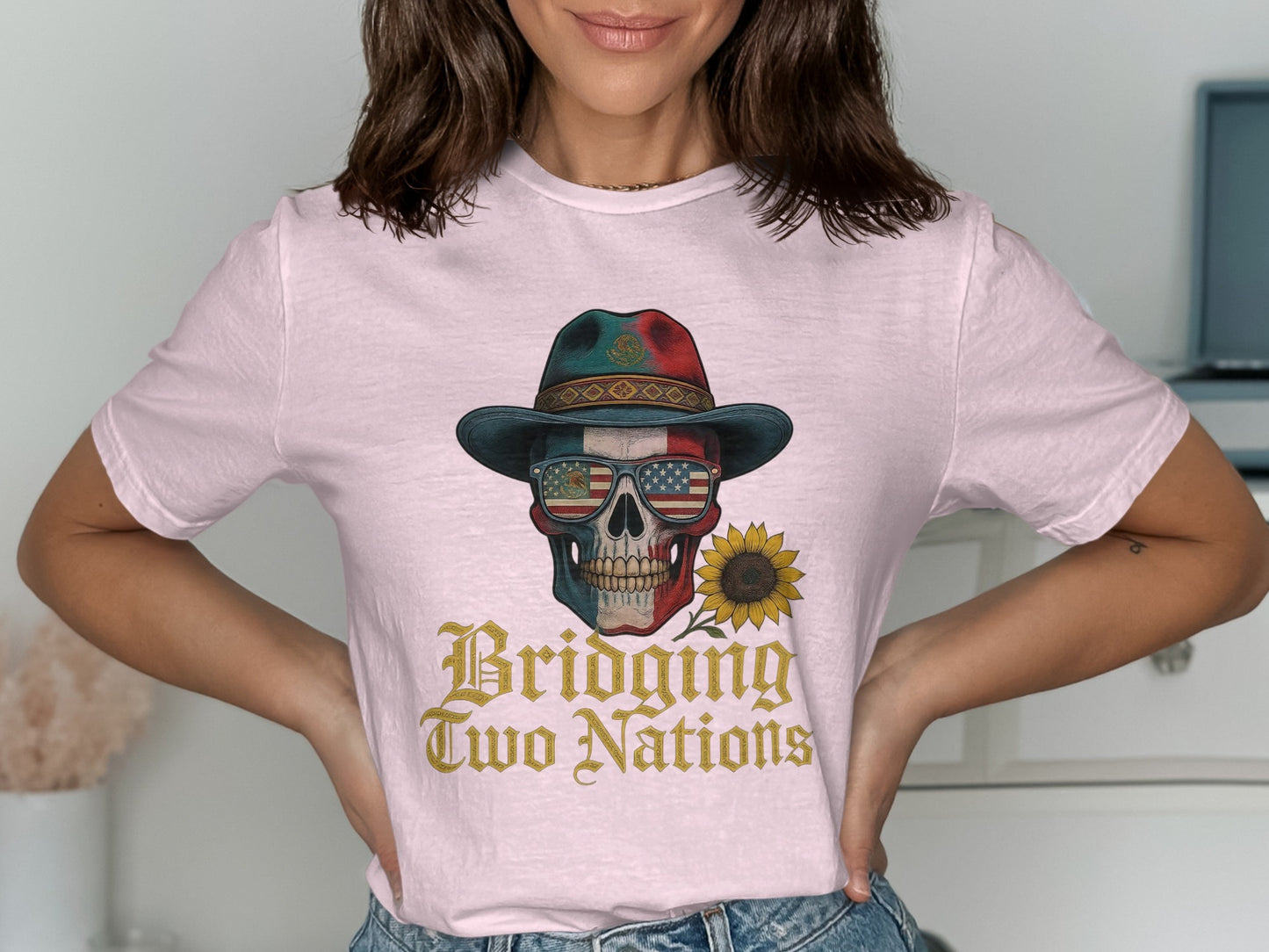 Bridging Two Nations Skull Graphic T-Shirt product type
