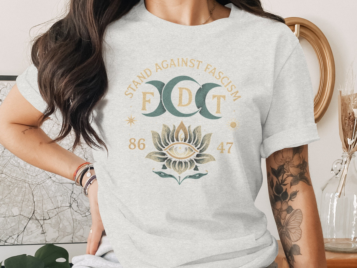 Stand Against Fascism Artistic Design T-shirt product