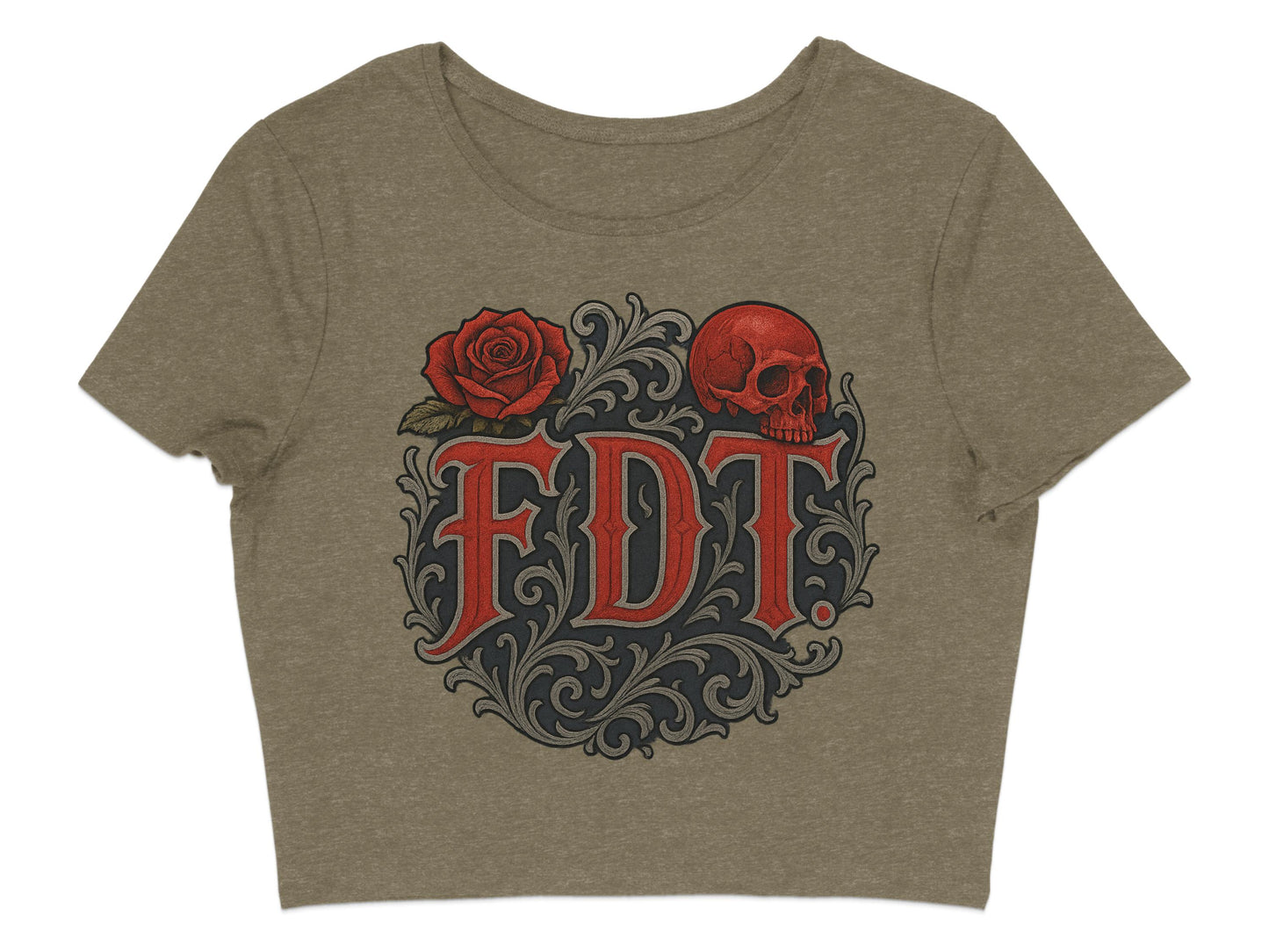 Gothic Rose Skull FDT Graphic Crop Top product type