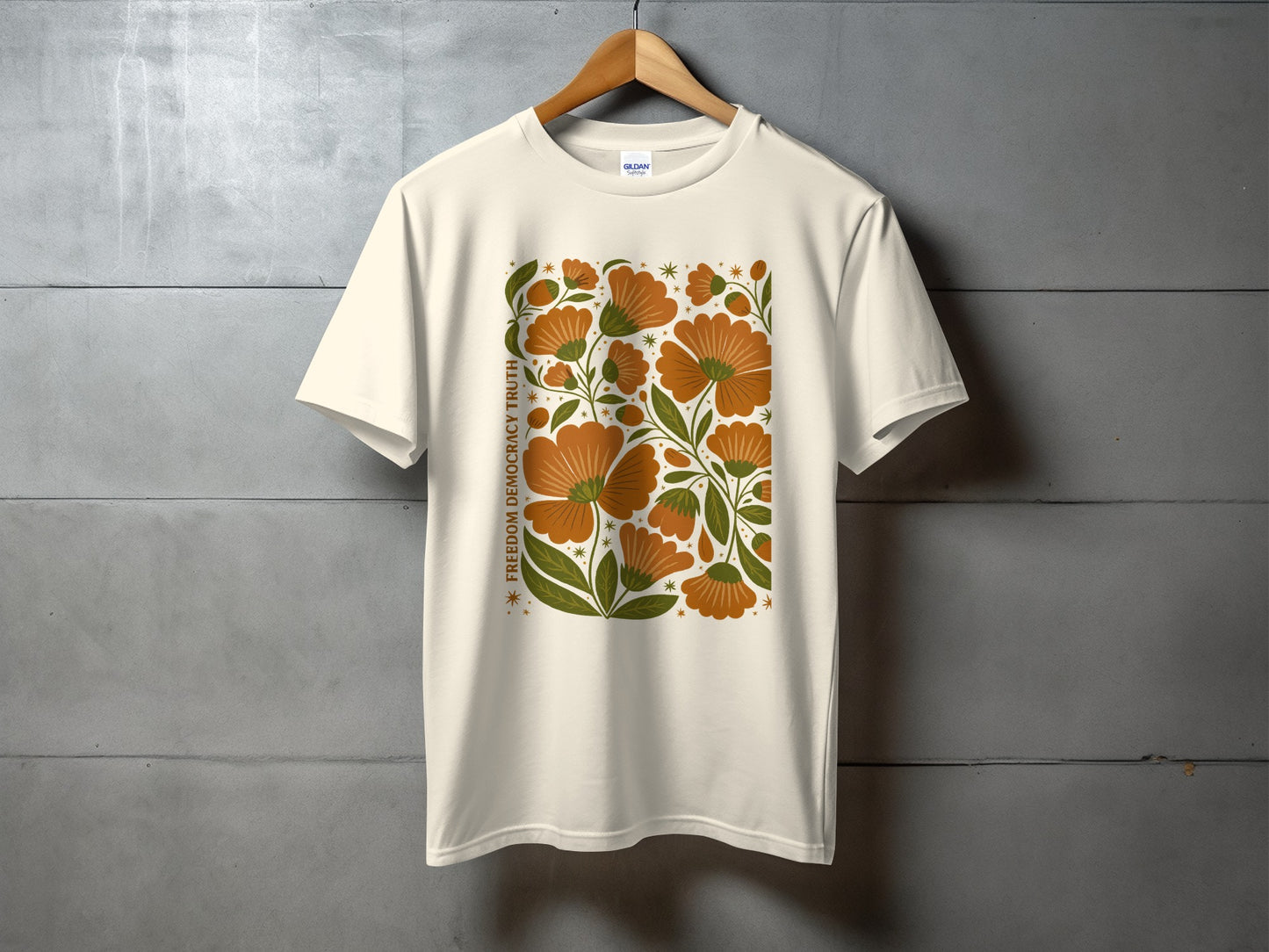 Freedom Blooms Orange Floral T-shirt product